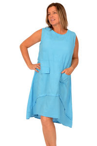 Catherine Lillywhite - ITGM30679TU - Linen Dress - Turquoise