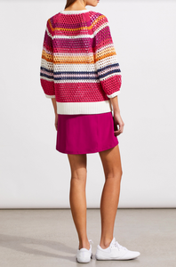 Tribal - 1711O - Cotton Crochet Knit Sweater - Tango Pink