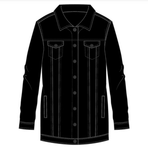 Tribal - 6042O - Maxi Jean Jacket With Snap Closure - Black