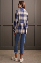Load image into Gallery viewer, Tribal - 7984O - Plaid Peplum Button Up - Blue Jay
