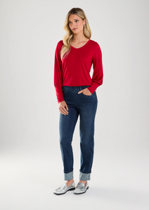 FDJ - 2630669 - Pull On Cuffed Straight Ankle Jean - Dark Vintage