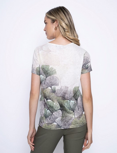 Picadilly - GC195TN - V Neck Printed Top - Avocado