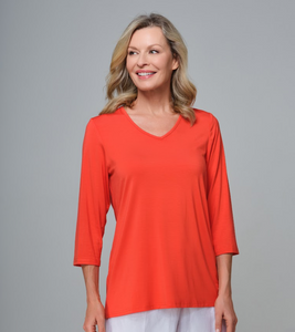 Lasania - 956 - Modal Fabric V-Neck Top - Orange