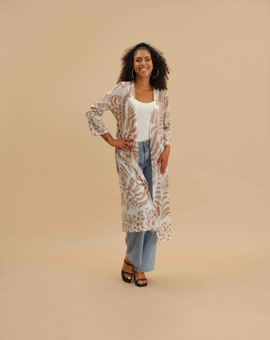 Cativa - 125136 - Printed Duster - Sandstone