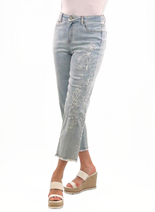 Orly - 251339 - Embroidered Ankle Jeans - Bleach Washed