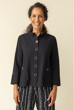 Load image into Gallery viewer, Habitat - H21321 - Ruched Collar Swing Jacket - Black
