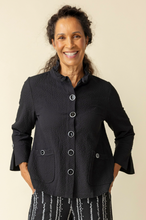 Load image into Gallery viewer, Habitat - H21321 - Ruched Collar Swing Jacket - Black
