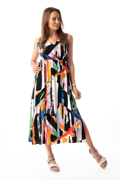 PURE - 601-5121 - Side Slit Maxi Dress - Multi