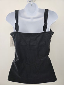 Karmilla - T5BK - Tankini Pleated Front Plunging Neckline - Black