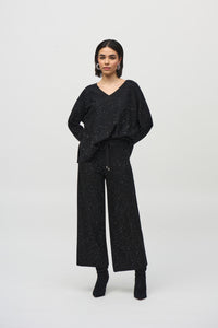 Joseph Ribkoff - 244922 - Sequined Knit Wide Pant - Black