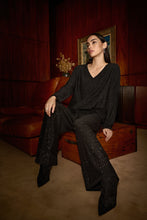 Load image into Gallery viewer, Joseph Ribkoff - 244922 - Sequined Knit Wide Pant - Black
