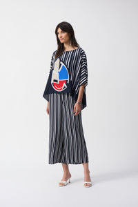 Joseph Ribkoff - 251180 - Georgette Abstract Print Poncho Top - Midnight/Multi