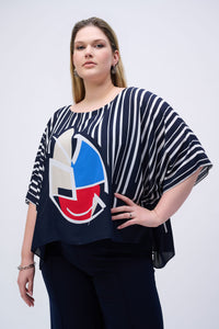 Joseph Ribkoff - 251180 - Georgette Abstract Print Poncho Top - Midnight/Multi