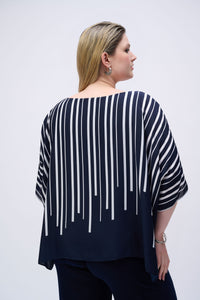 Joseph Ribkoff - 251180 - Georgette Abstract Print Poncho Top - Midnight/Multi
