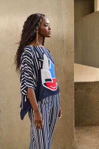 Joseph Ribkoff - 251180 - Georgette Abstract Print Poncho Top - Midnight/Multi