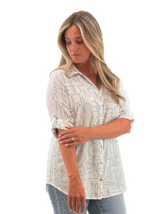 Orly - 251320 - Flowing Blouse - White and Silver