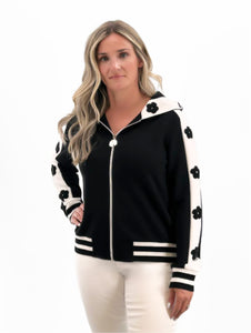 Orly - 251360 - Black and White Floral Jacket - Black