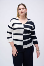Load image into Gallery viewer, Joseph Ribkoff - 251914 - Striped V-Neck Pullover - Midnight Blue/Vanilla
