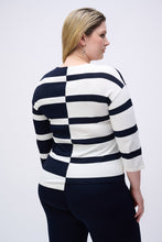 Load image into Gallery viewer, Joseph Ribkoff - 251914 - Striped V-Neck Pullover - Midnight Blue/Vanilla
