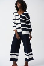 Load image into Gallery viewer, Joseph Ribkoff - 251914 - Striped V-Neck Pullover - Midnight Blue/Vanilla
