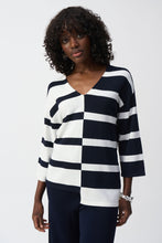 Load image into Gallery viewer, Joseph Ribkoff - 251914 - Striped V-Neck Pullover - Midnight Blue/Vanilla
