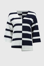 Load image into Gallery viewer, Joseph Ribkoff - 251914 - Striped V-Neck Pullover - Midnight Blue/Vanilla
