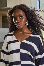 Load image into Gallery viewer, Joseph Ribkoff - 251914 - Striped V-Neck Pullover - Midnight Blue/Vanilla
