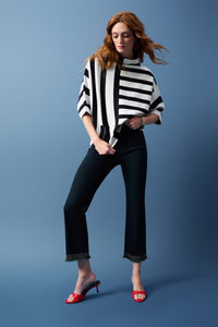 Joseph Ribkoff - 251933 - Stripe Sweater Knit Pullover - Midnight Blue/Vanilla