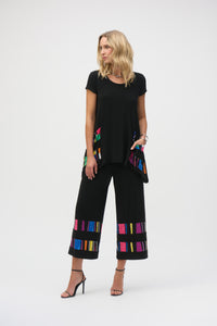 Joseph Ribkoff - 252051 - Stripe Print Culotte Pants - Black/Multi