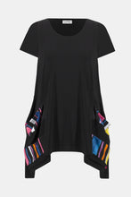 Load image into Gallery viewer, Joseph Ribkoff - 252054 - Stripe Print Handkerchief Tunic - Black/Multi
