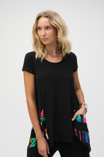 Load image into Gallery viewer, Joseph Ribkoff - 252054 - Stripe Print Handkerchief Tunic - Black/Multi

