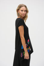 Load image into Gallery viewer, Joseph Ribkoff - 252054 - Stripe Print Handkerchief Tunic - Black/Multi
