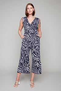 Compli K - 33974 - Jumpsuit with Sash Belt - Navy and White