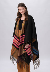 Fraas - 631022 - Tartan Shawl - Camel