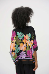 Joseph Ribkoff - 252218 - Floral V-Neck Pullover - Blk/Multi