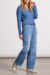 Tribal - 5609O - Wear 2 Ways Audrey Jogger Wide Ankle Cargo - Sky Blue