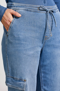 Tribal - 5609O - Wear 2 Ways Audrey Jogger Wide Ankle Cargo - Sky Blue