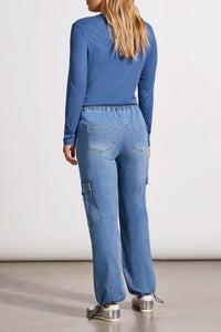 Tribal - 5609O - Wear 2 Ways Audrey Jogger Wide Ankle Cargo - Sky Blue