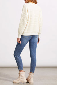 Tribal - 5651O - Oversized Drop Shoulder Polo Sweater - Eggshell