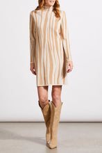 Load image into Gallery viewer, Tribal - 5664O - Funnel Neck Jacquard Sweater Dress - Beige
