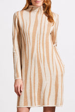 Load image into Gallery viewer, Tribal - 5664O - Funnel Neck Jacquard Sweater Dress - Beige
