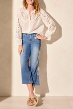 Load image into Gallery viewer, Tribal - 5814O - Audrey Girlfriend Crop Jeans With Embroidery - Realblue
