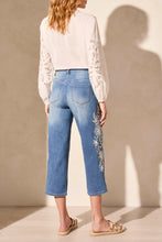 Load image into Gallery viewer, Tribal - 5814O - Audrey Girlfriend Crop Jeans With Embroidery - Realblue
