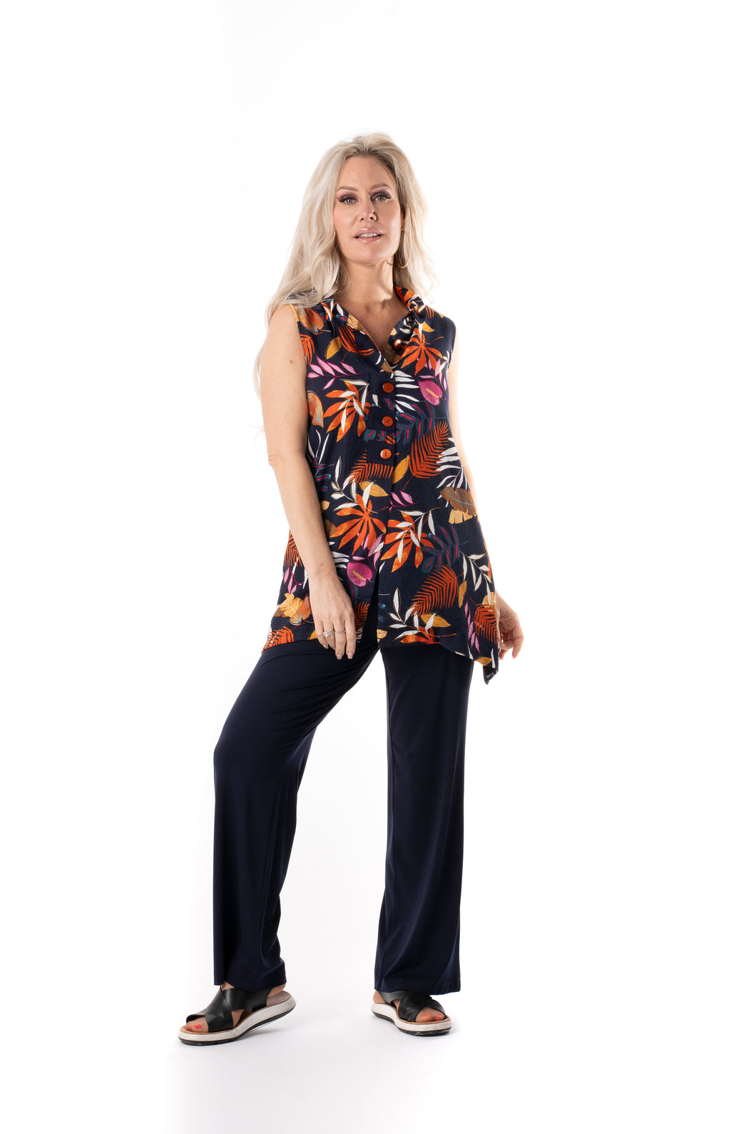 PURE - 588-4998 - Sleeveless Tunic/Blouse - Navy Mix