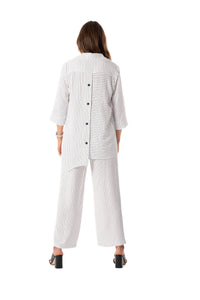 PURE - 589-4988 - Pinstripe Blouse - Whitedove/Navy