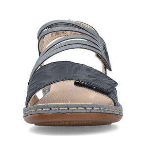 Rieker - 65964-12 - Sandals with Side Velcro - Massa/Dusty  Blue