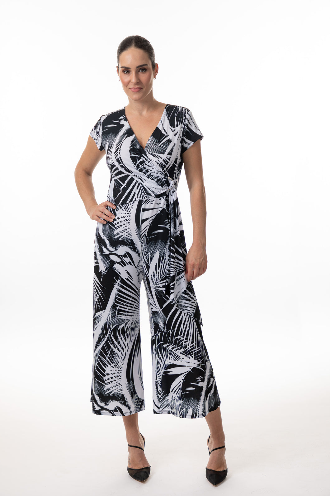 Bali - 8634 - Side Tie Jumpsuit - Black/White
