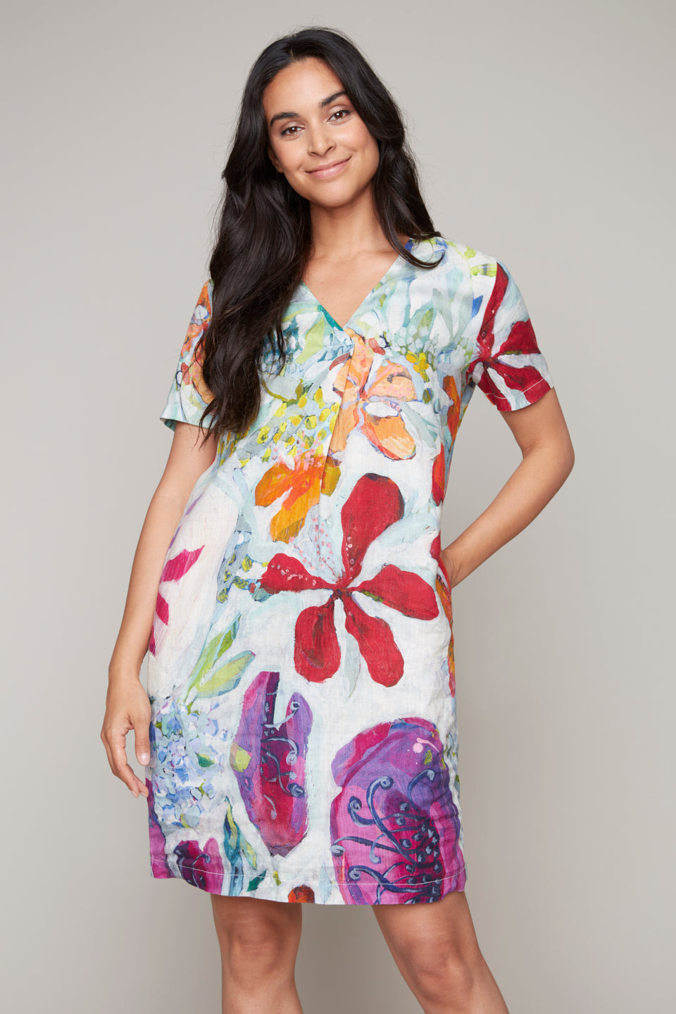 Claire Desjardins - 92113 - Linen V-Neck Dress - A Smattering of Spring