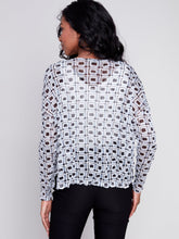 Load image into Gallery viewer, Charlie B - C1218YP - Long Sleeve Crinkle Mesh Top - Checker

