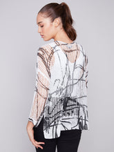 Load image into Gallery viewer, Charlie B - C2326PX - Printed Fishnet Crochet Sweater - Pepper
